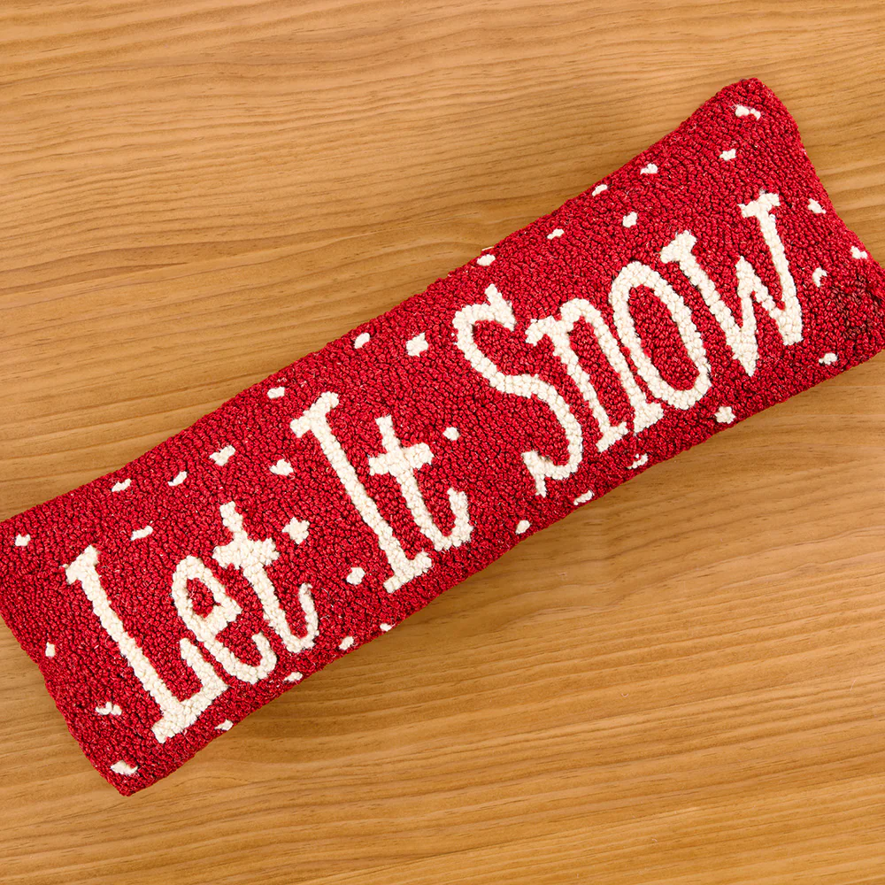 Chandler 4 Corners 24" x 8" Hooked Wool Pillow, "Let It Snow"
