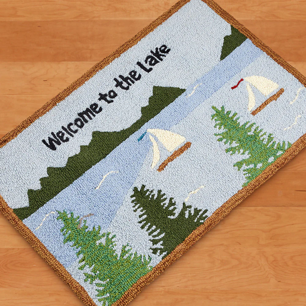 Chandler 4 Corners 2' x 3' Hooked Rug, Welcome to the Lake - Image 2