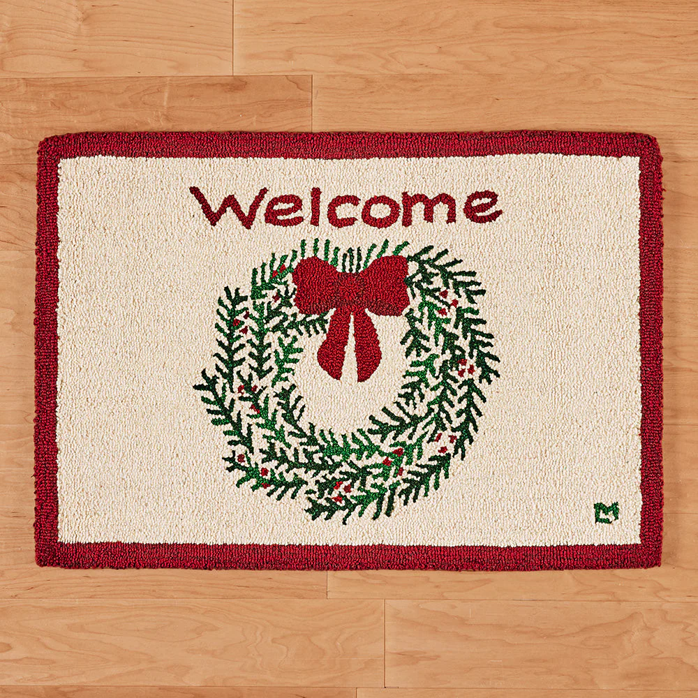 Chandler 4 Corners 2' x 3' Hooked Rug, Winter Welcome Wreath - Image 2