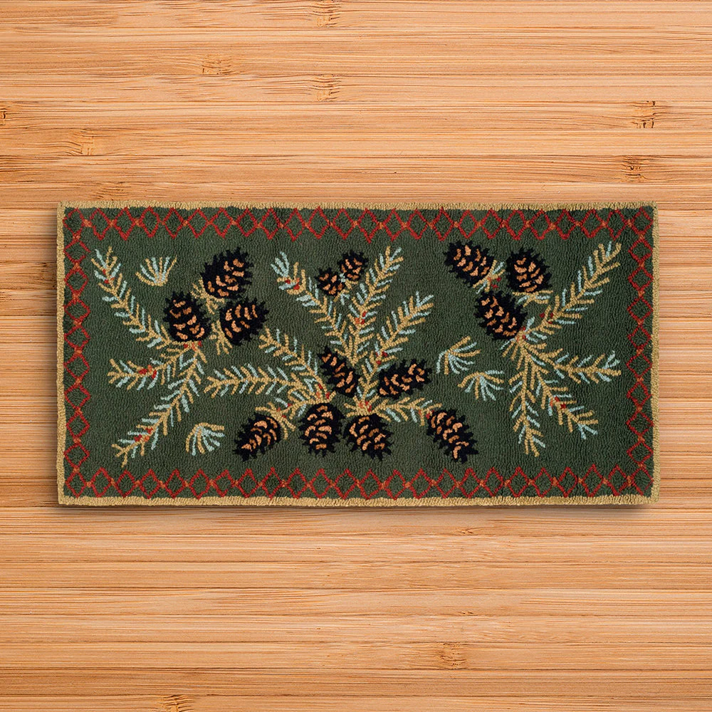 Chandler 4 Corners 2' x 4' Hooked Rug, Diamond Pinecone - Image 2