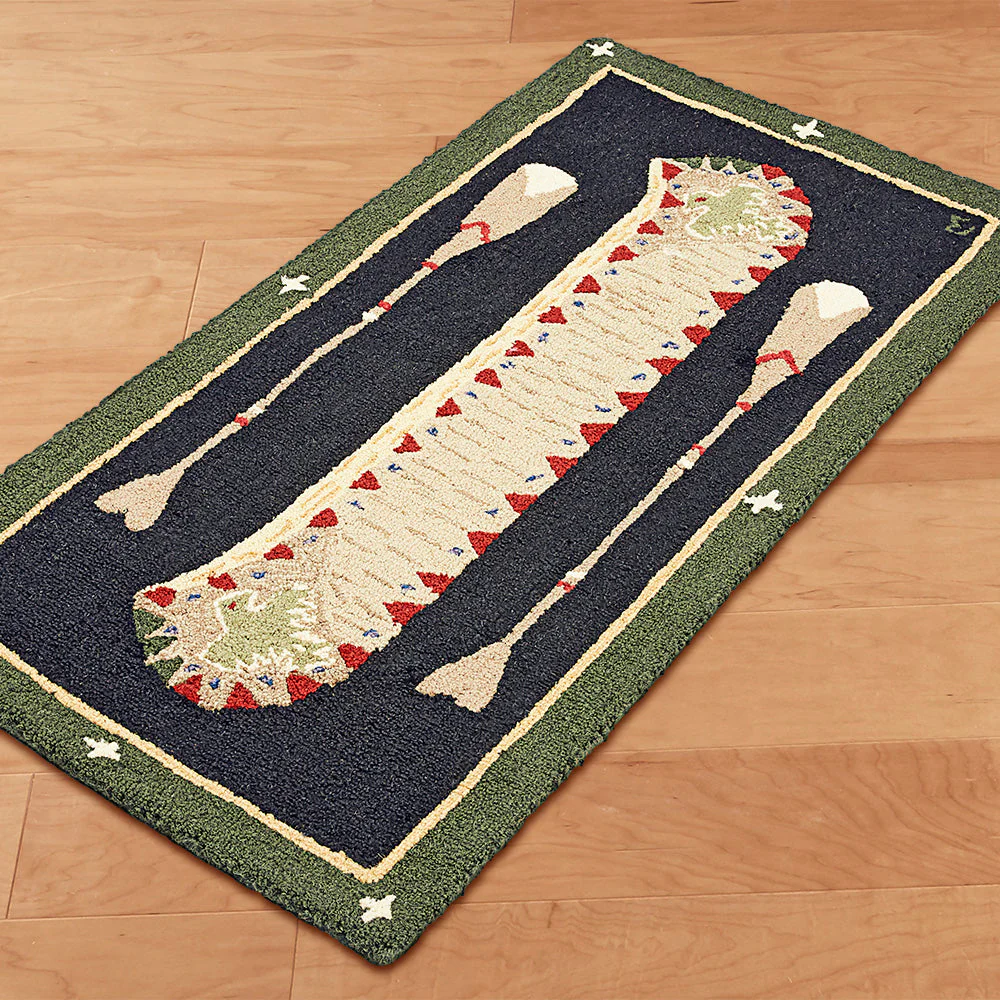 Chandler 4 Corners 2' x 4' Hooked Rug, Green Long Boat