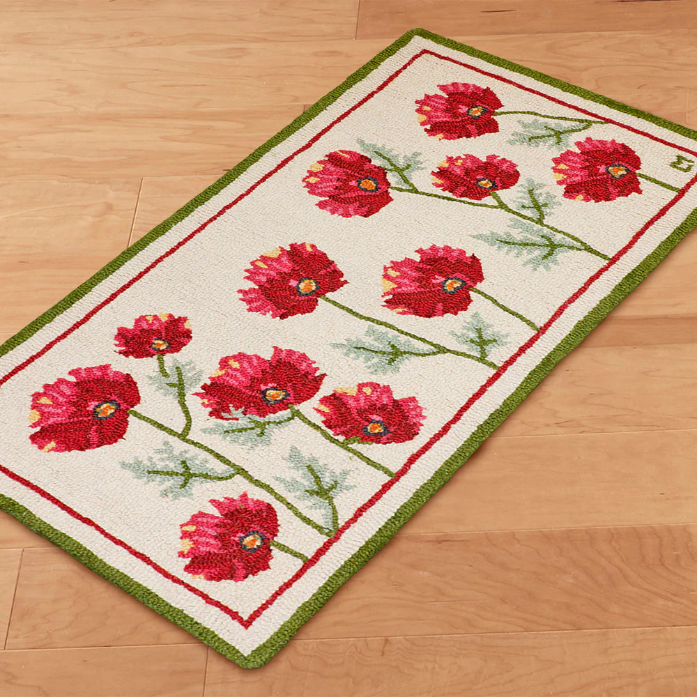 Chandler 4 Corners 2' x 4' Hooked Rug, Poppy Profusion