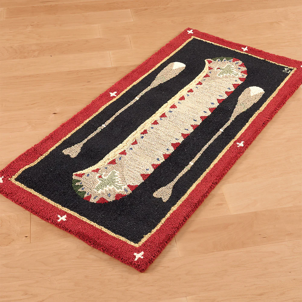 Chandler 4 Corners 2' x 4' Hooked Rug, Red Long Boat