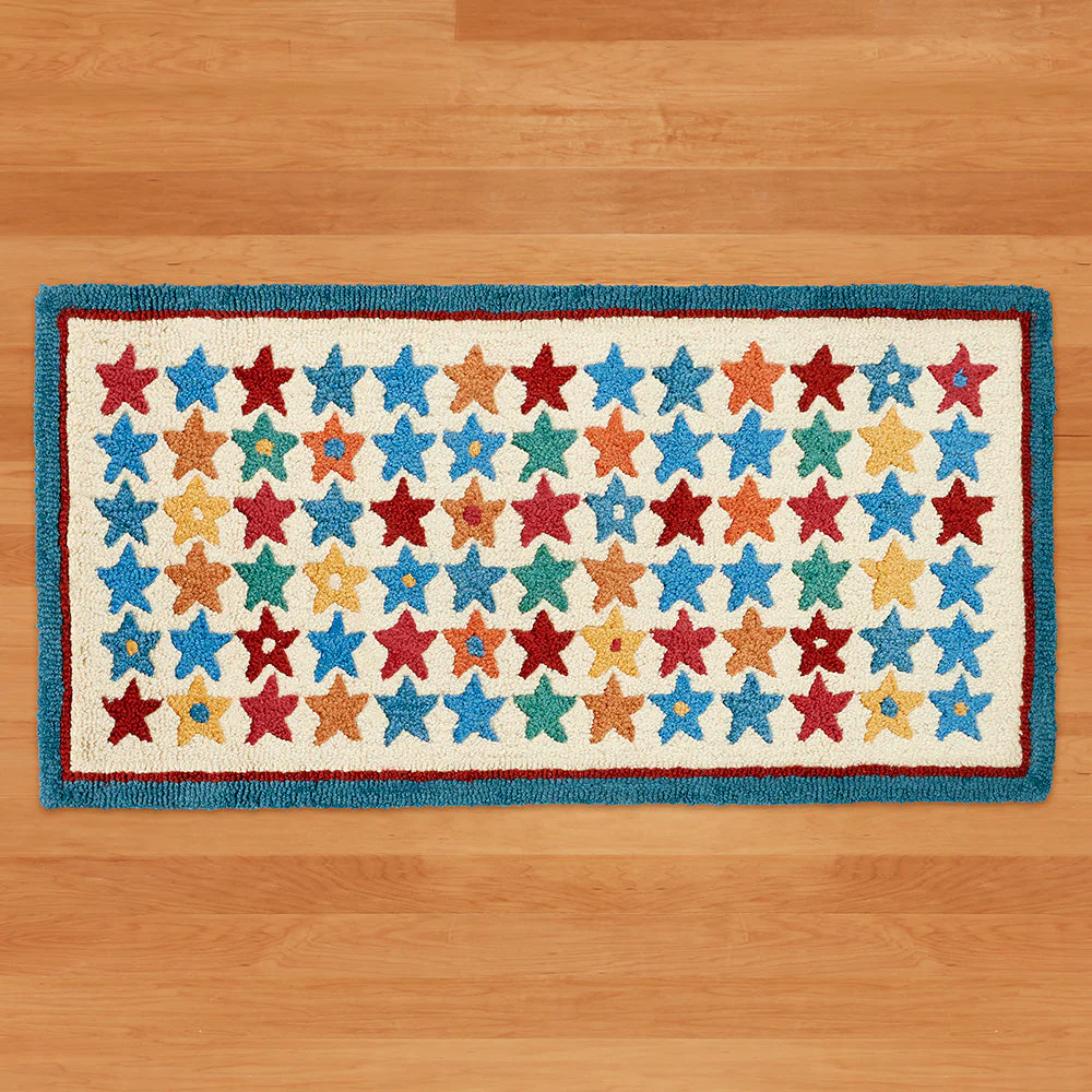 Chandler 4 Corners 2' x 4' Hooked Rug, Vivid Stars - Image 2