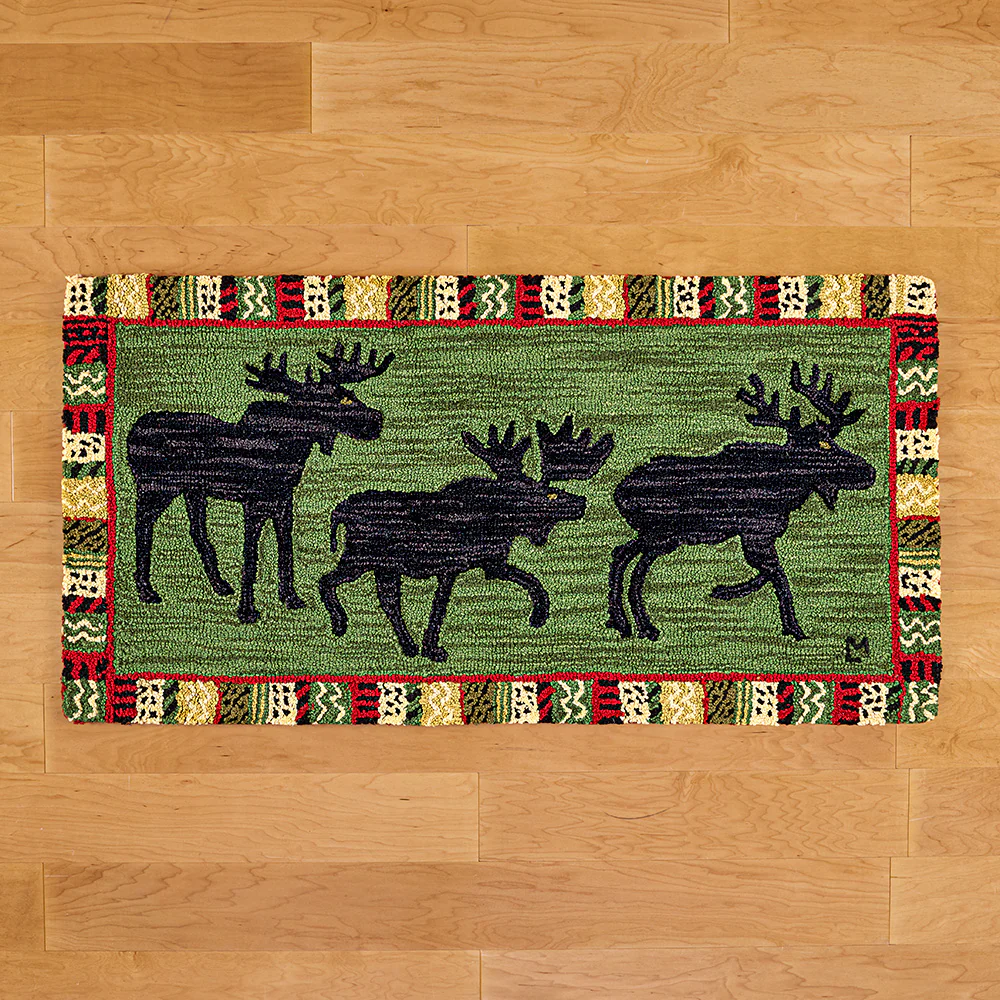 Chandler 4 Corners 2' x 4' Hooked Wool Rug, Argyle Moose - Image 2
