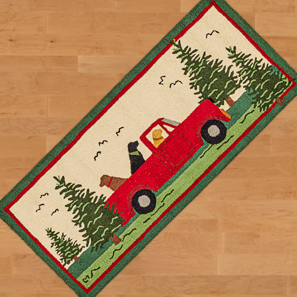 Chandler 4 Corners 30" x 6' Hooked Wool Runner, Dogs on Road Trip