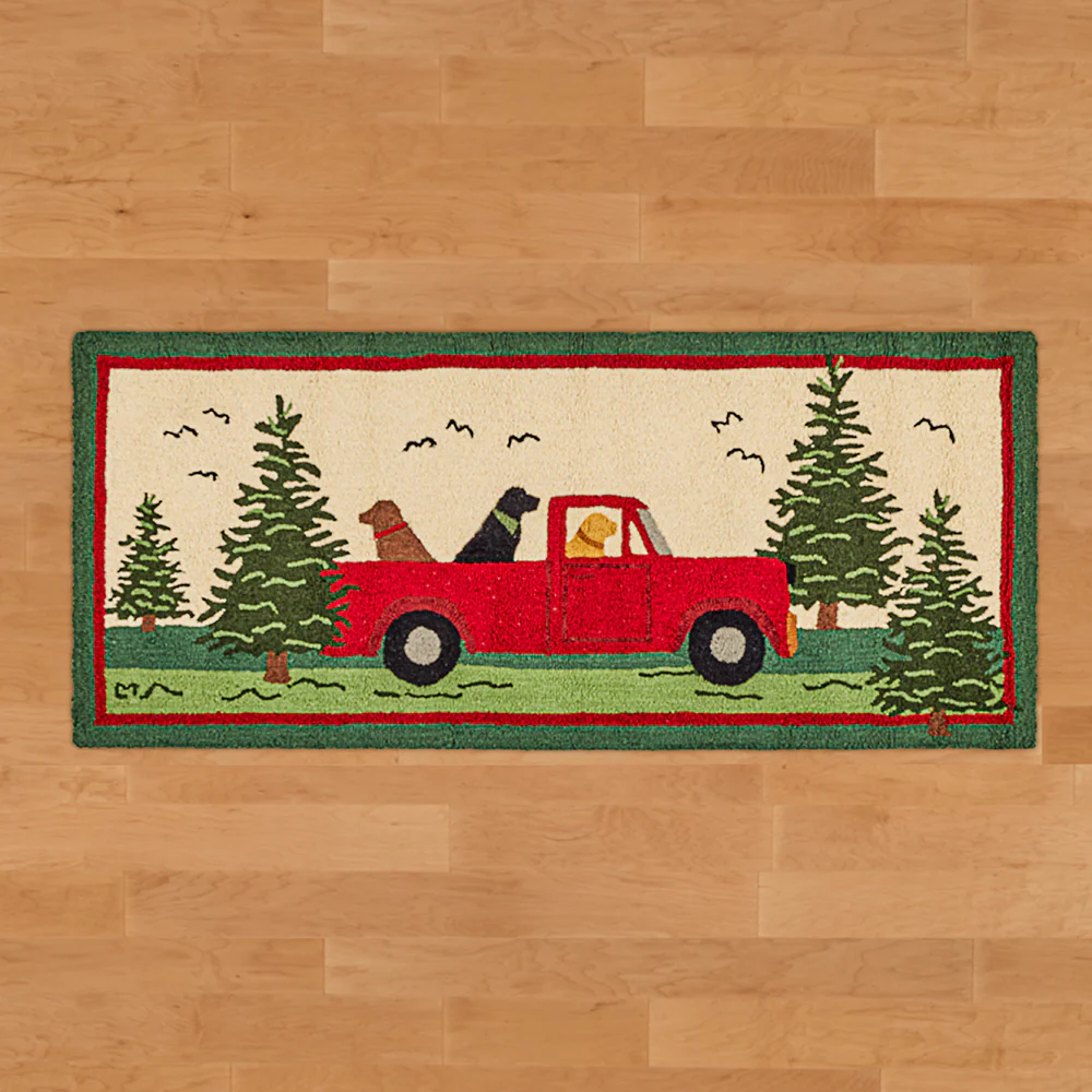 Chandler 4 Corners 30" x 6' Hooked Wool Runner, Dogs on Road Trip - Image 2