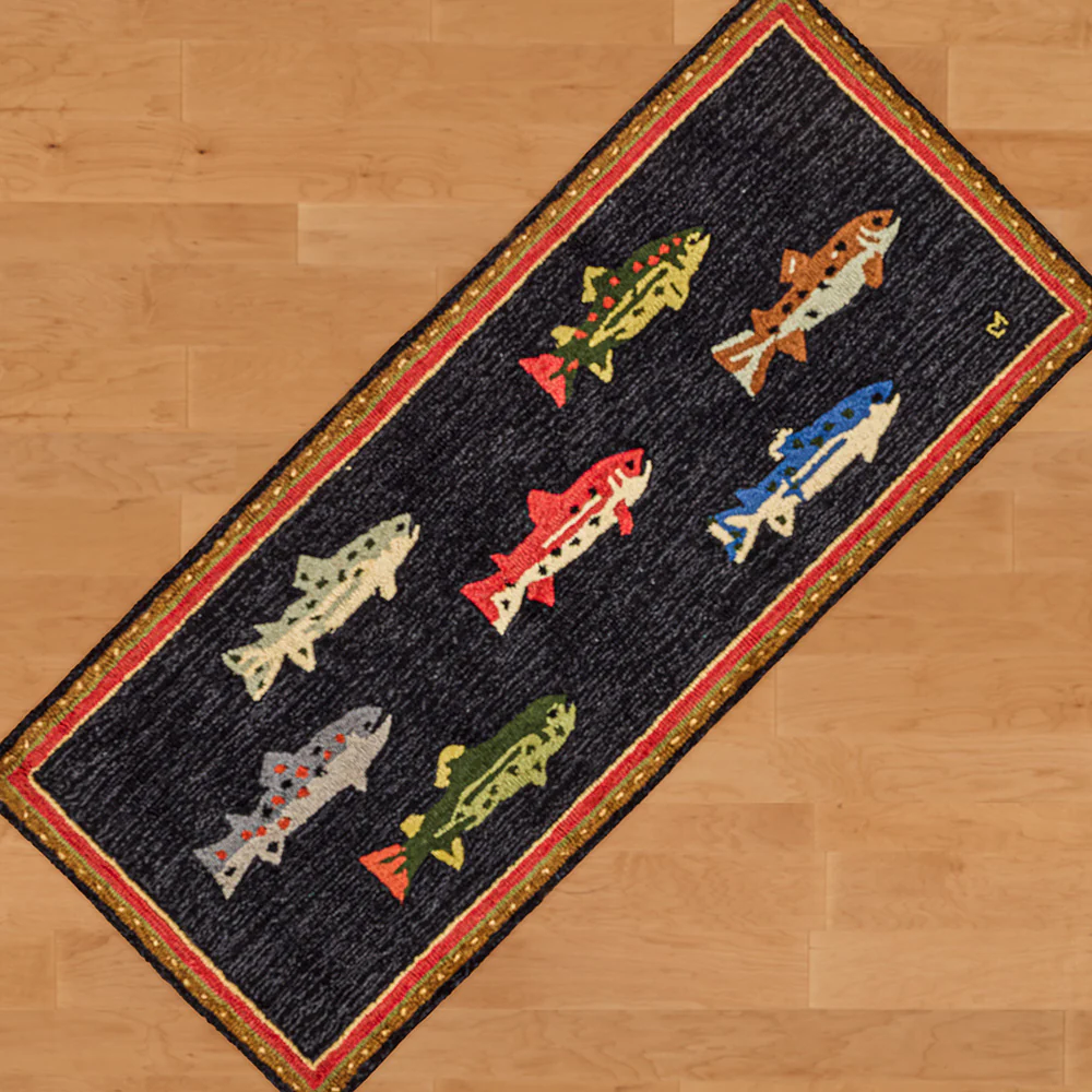 Chandler 4 Corners 30" x 6' Hooked Wool Runner, River Fish