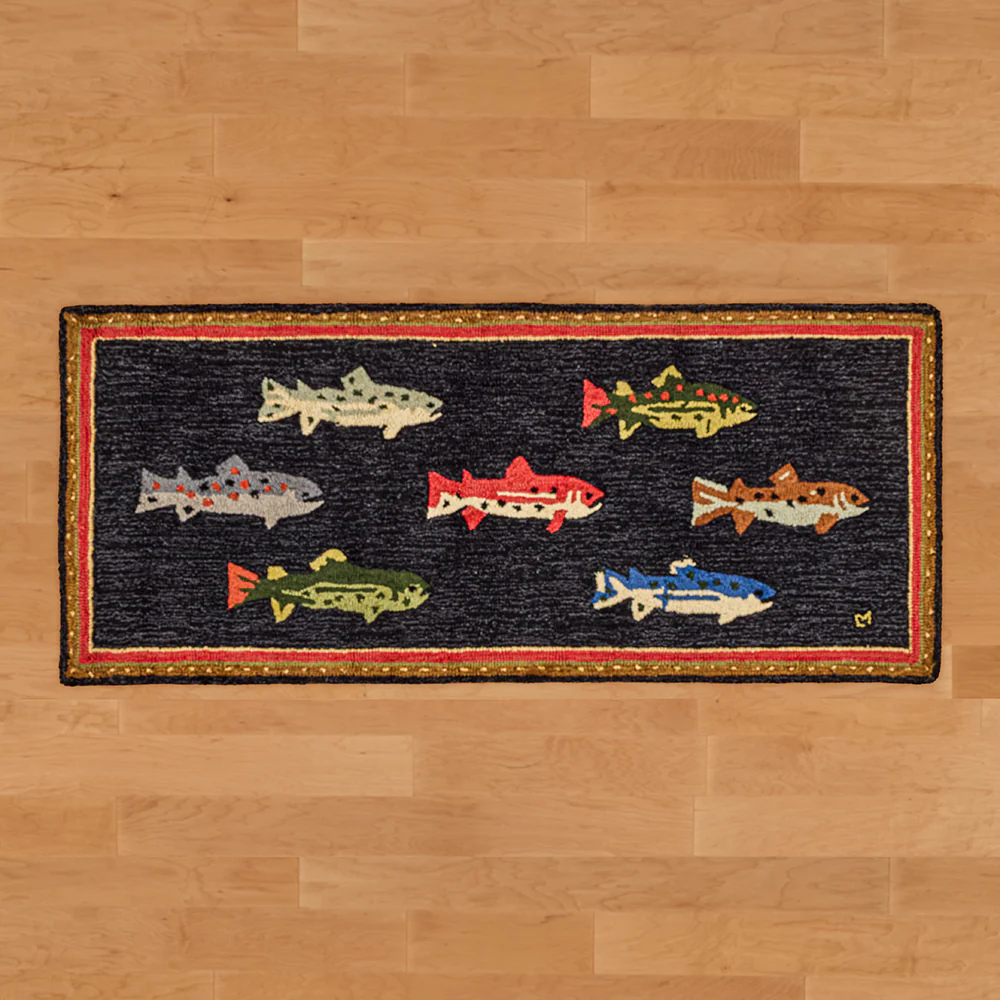 Chandler 4 Corners 30" x 6' Hooked Wool Runner, River Fish - Image 2