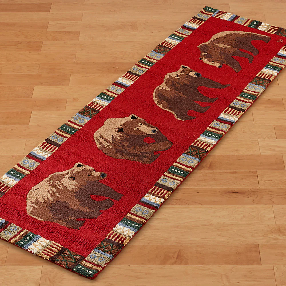 Chandler 4 Corners 30" x 8' Hooked Runner, Cinnamon Bears