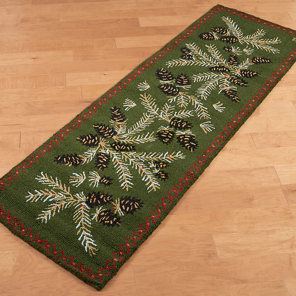 Chandler 4 Corners 30" x 8' Hooked Runner, Diamond Pinecone