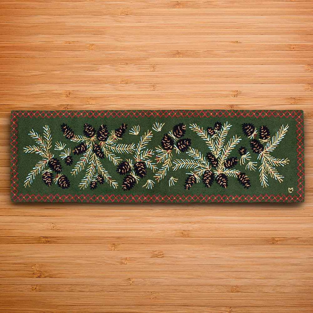 Chandler 4 Corners 30" x 8' Hooked Runner, Diamond Pinecone - Image 2