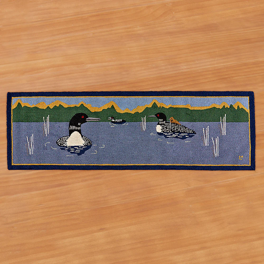 Chandler 4 Corners 30" x 8' Hooked Runner, Lake Loons - Image 2