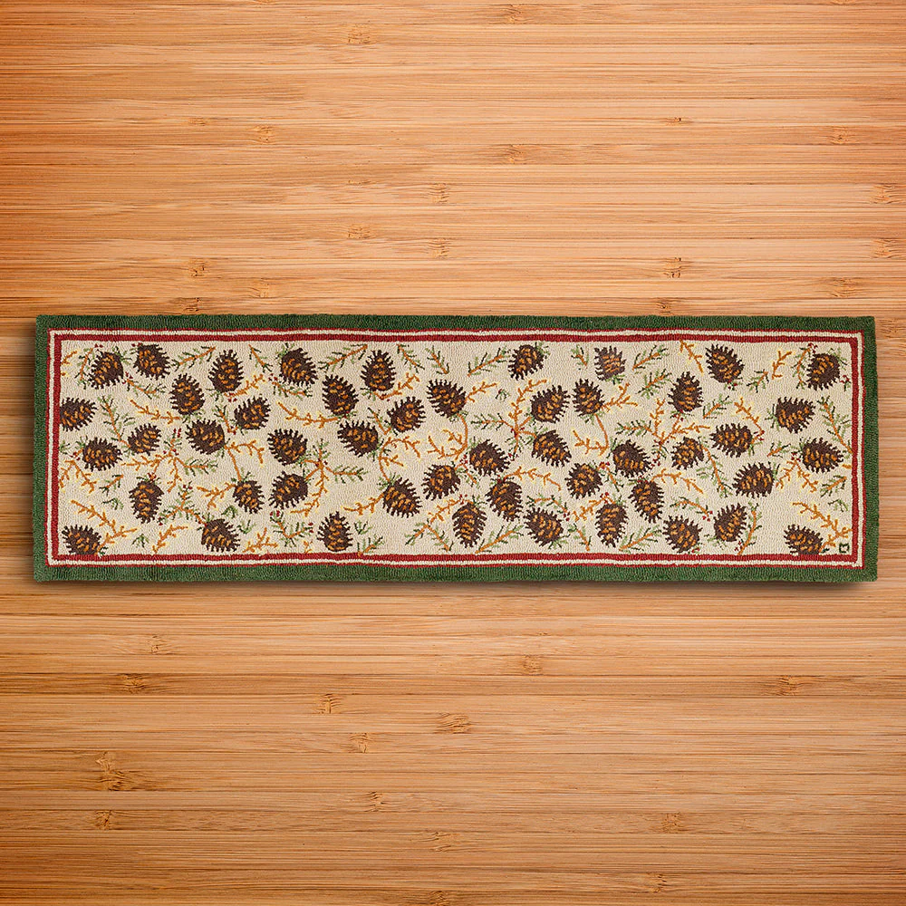 Chandler 4 Corners 30" x 8' Hooked Runner, Northwoods Pinecones - Image 2
