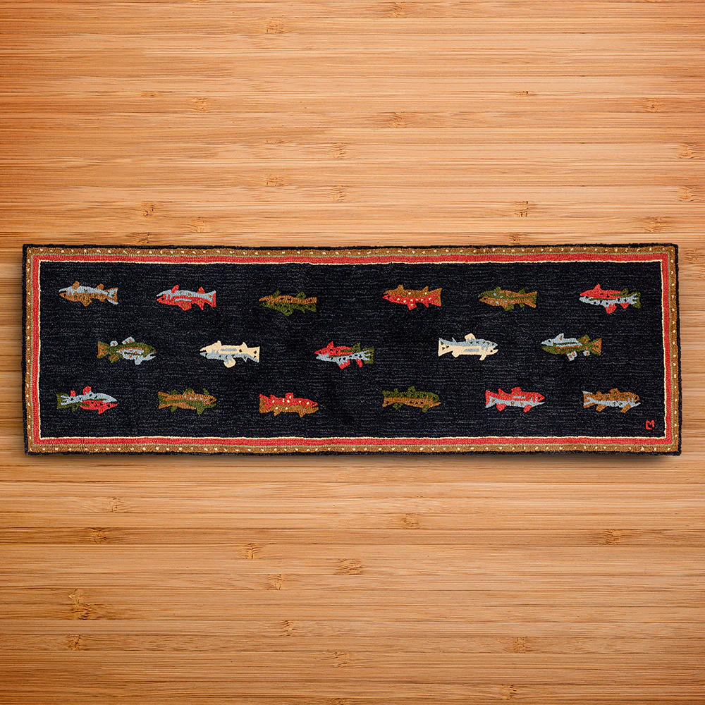 Chandler 4 Corners 30" x 8' Hooked Runner, River Fish - Image 2
