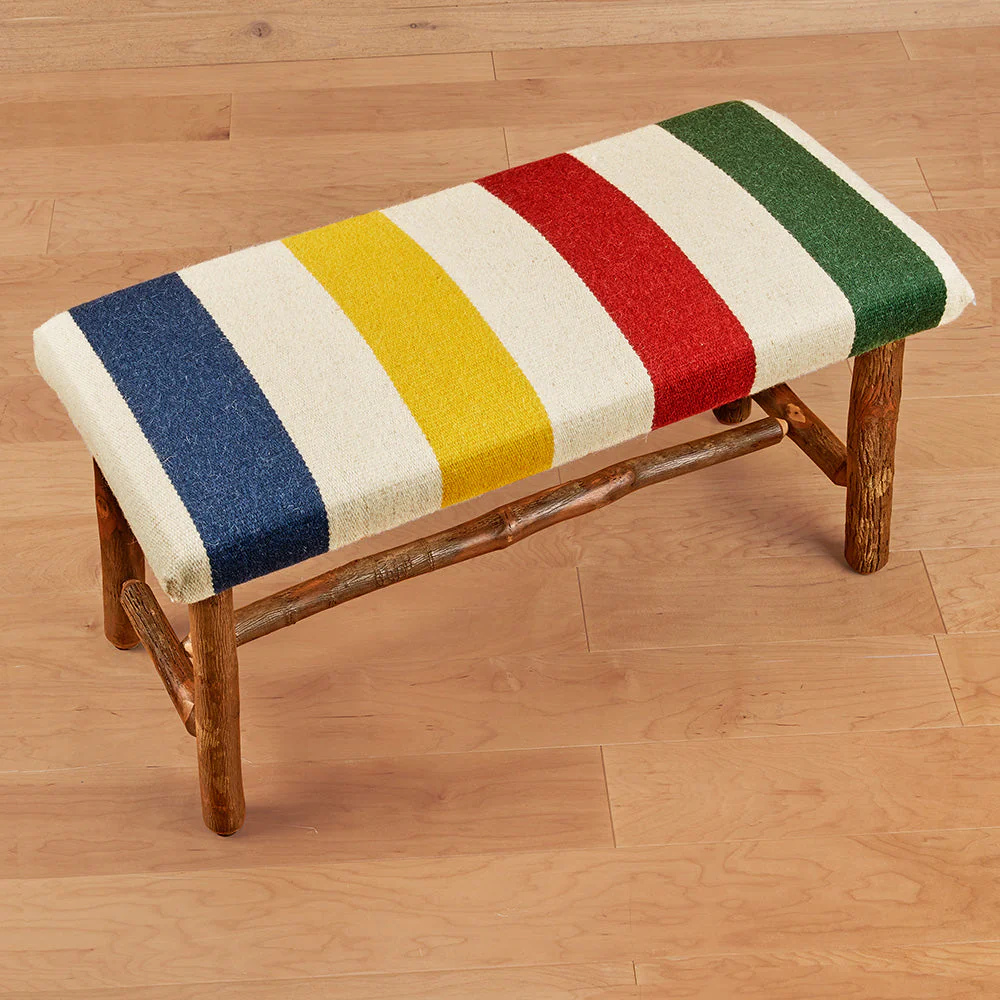 Chandler 4 Corners 32" Hickory Bench, Hudson Bay Stripe - Image 2