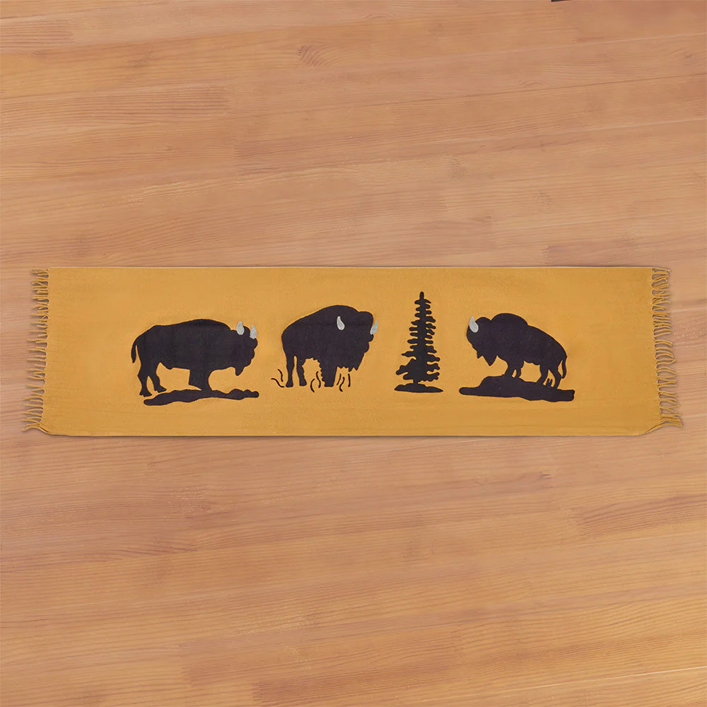 Chandler 4 Corners 52" x 70" Wool Throw, Noble Buffalo on Gold - Image 2