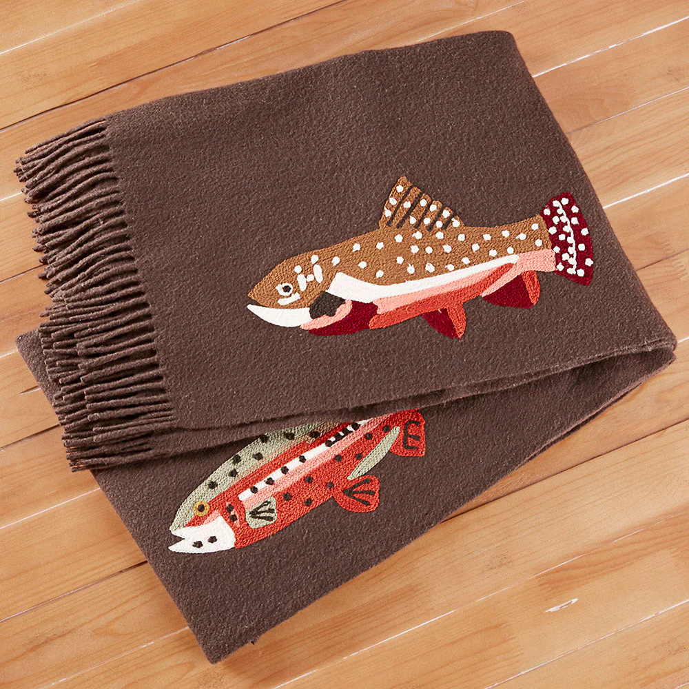 Chandler 4 Corners 52" x 70" Wool Throw, River Fish