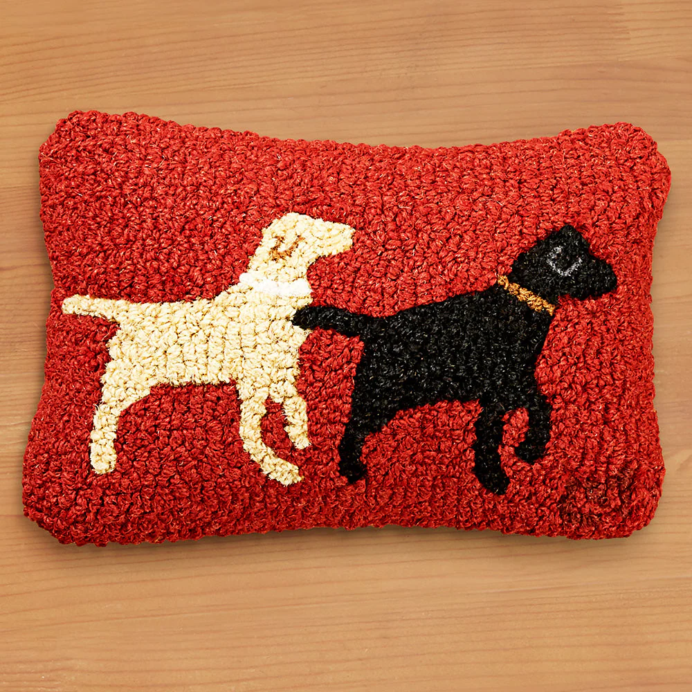 Chandler 4 Corners 8" x 12" Hooked Pillow, Lab Buddies