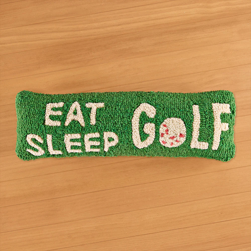 Chandler 4 Corners 8" x 24" Hooked Pillow, Eat Sleep Golf - Image 2