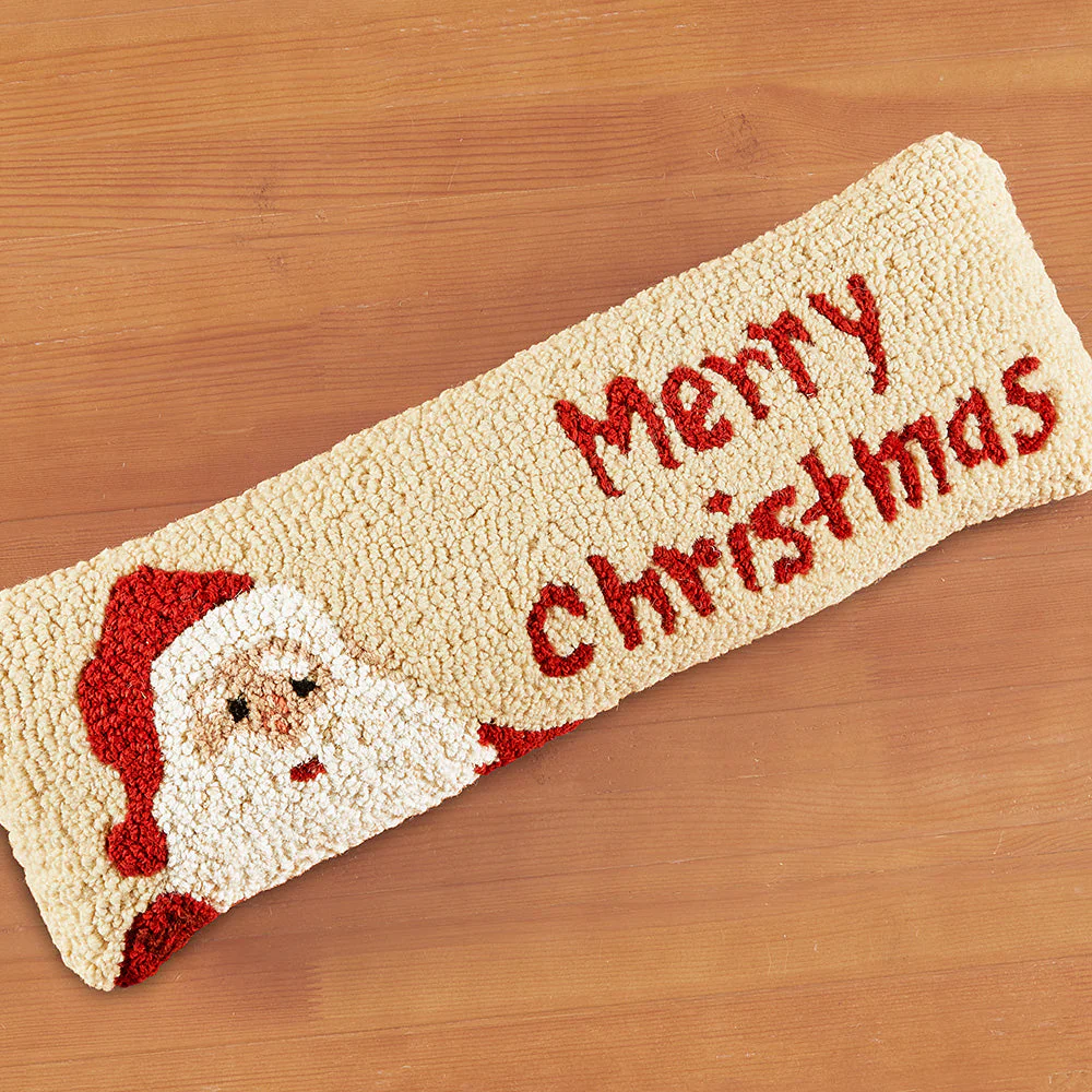 Chandler 4 Corners 8" x 24" Hooked Pillow, Merry Santa