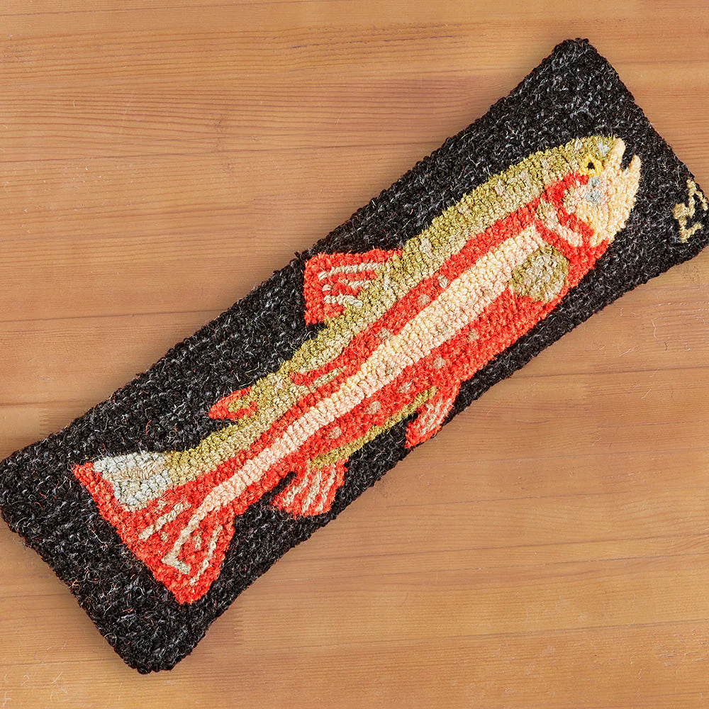 Chandler 4 Corners 8" x 24" Hooked Pillow, Steelhead Trout, Red