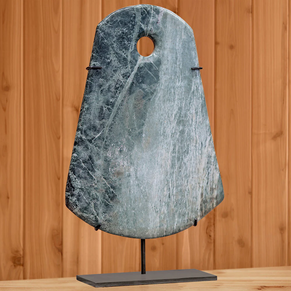 Chinese Turquoise Jade on Stand - Image 3