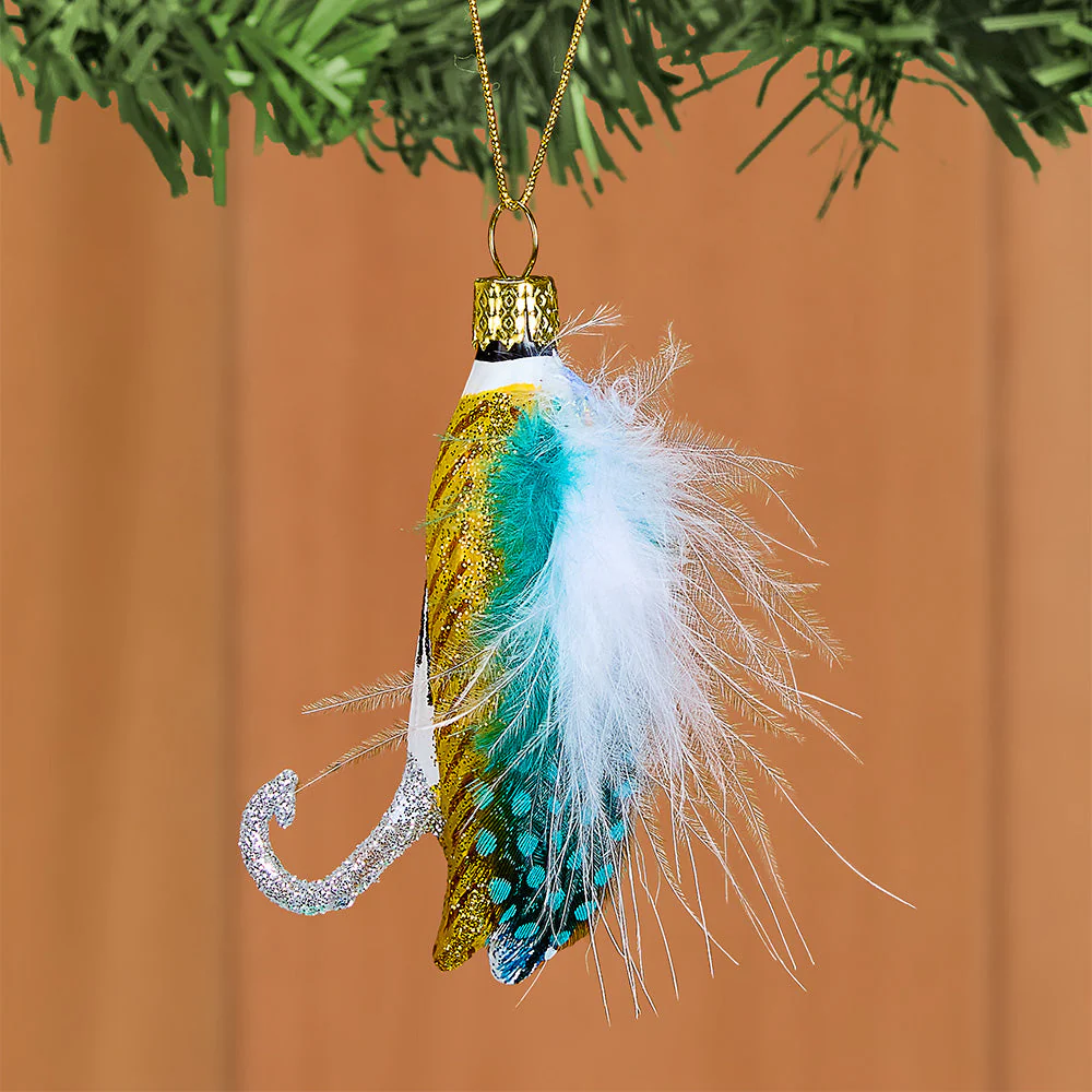 Cody Foster Glass Ornament, Vintage Fly Fishing Lures - Image 2