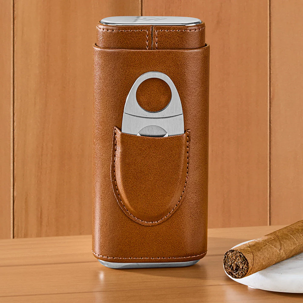 Cole Wheeler Leather Three-Finger Cigar Case and Cutter Set - Image 2