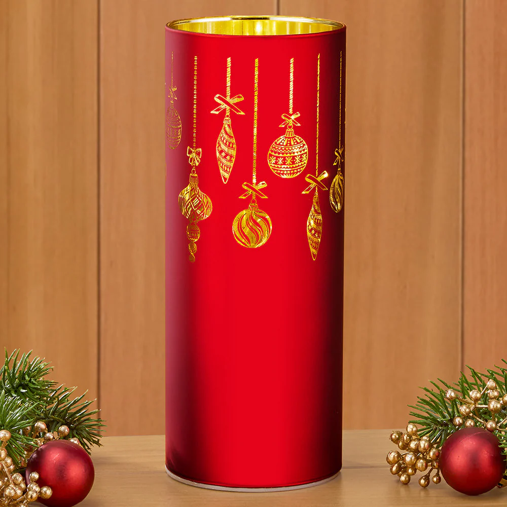 "Deck the Halls" LED Glass Hurricane - Image 2