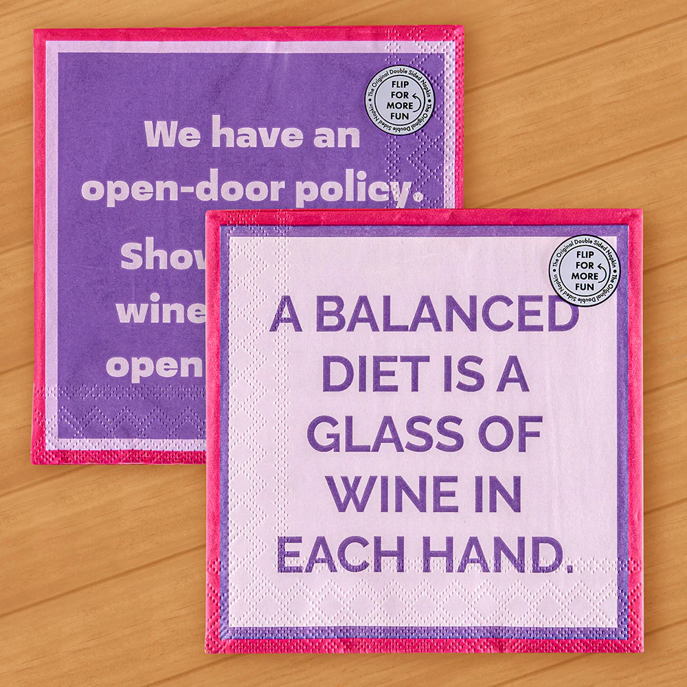 Drinks on Me Paper Cocktail Napkins, Balanced Diet
