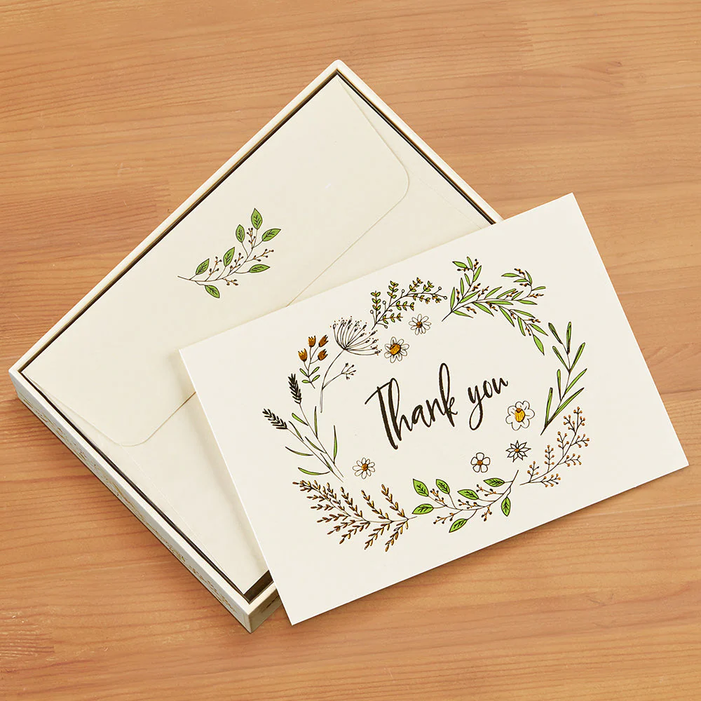 Embossed Thank You Card Set, Native Botanicals