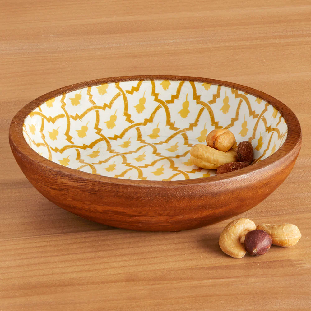 Enameled Acacia Wood Bowls - Image 2