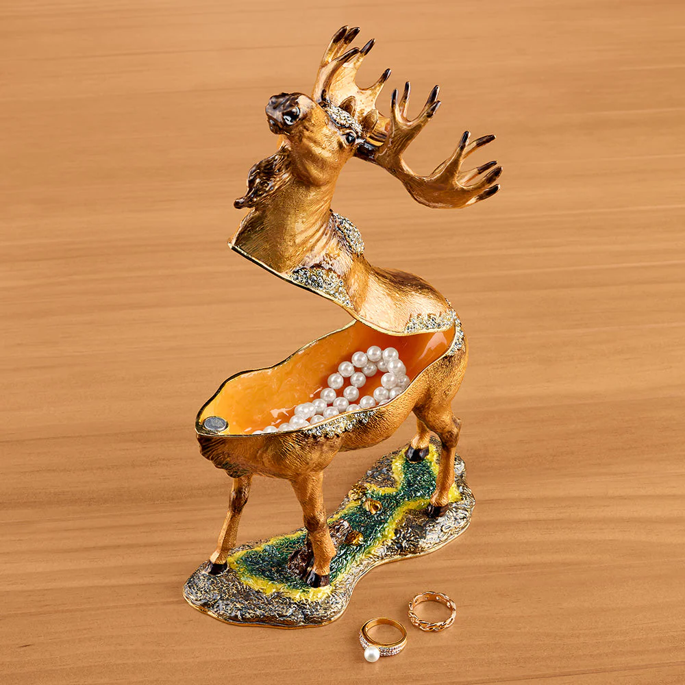 Enameled Moose Keepsake Box with Crystal Inlay - Image 2