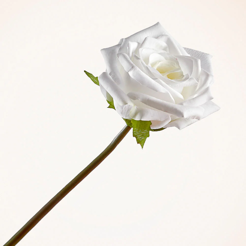 Faux White Rose Stem