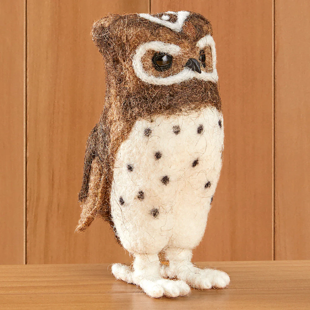 Felt Horned Owl Figurine