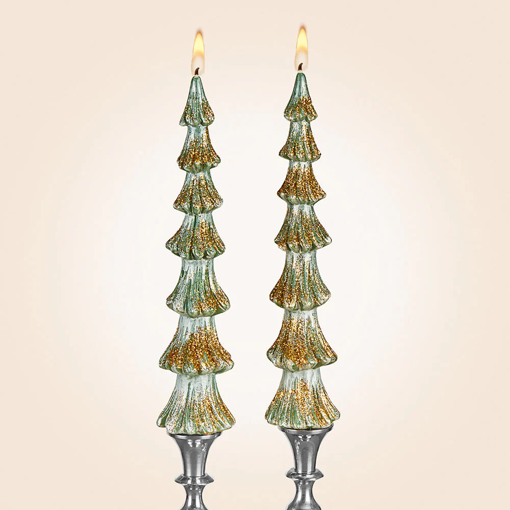 Fir Tree Beeswax Taper Candles, Box of 2