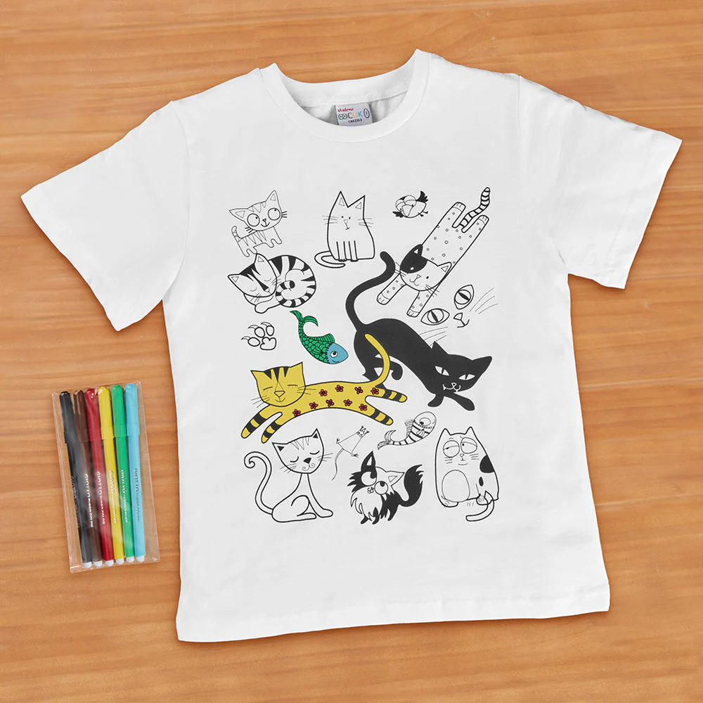 Funny Mat Washable Reusable Coloring T-Shirt Set