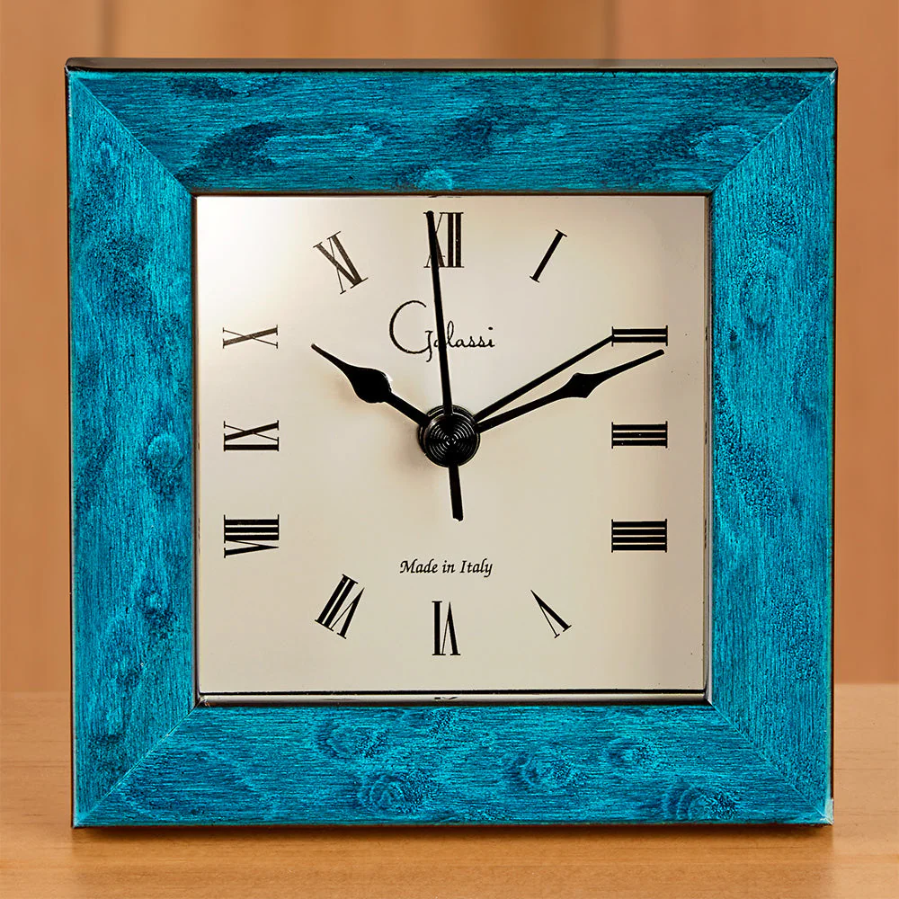 Galassi 3" x 3" Picture Frame Alarm Clock, Burl - Image 2