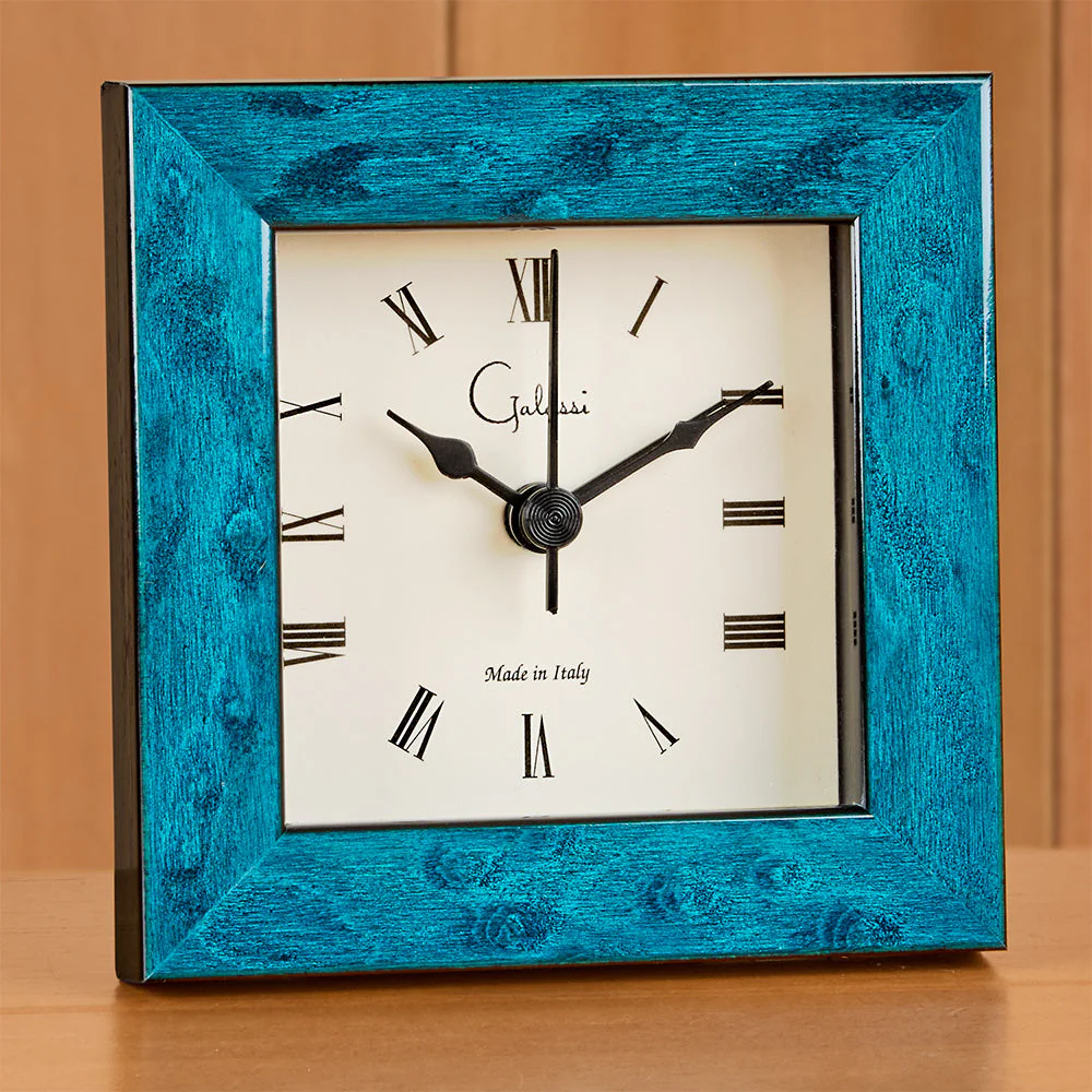 Galassi 3" x 3" Picture Frame Alarm Clock, Burl - Image 3