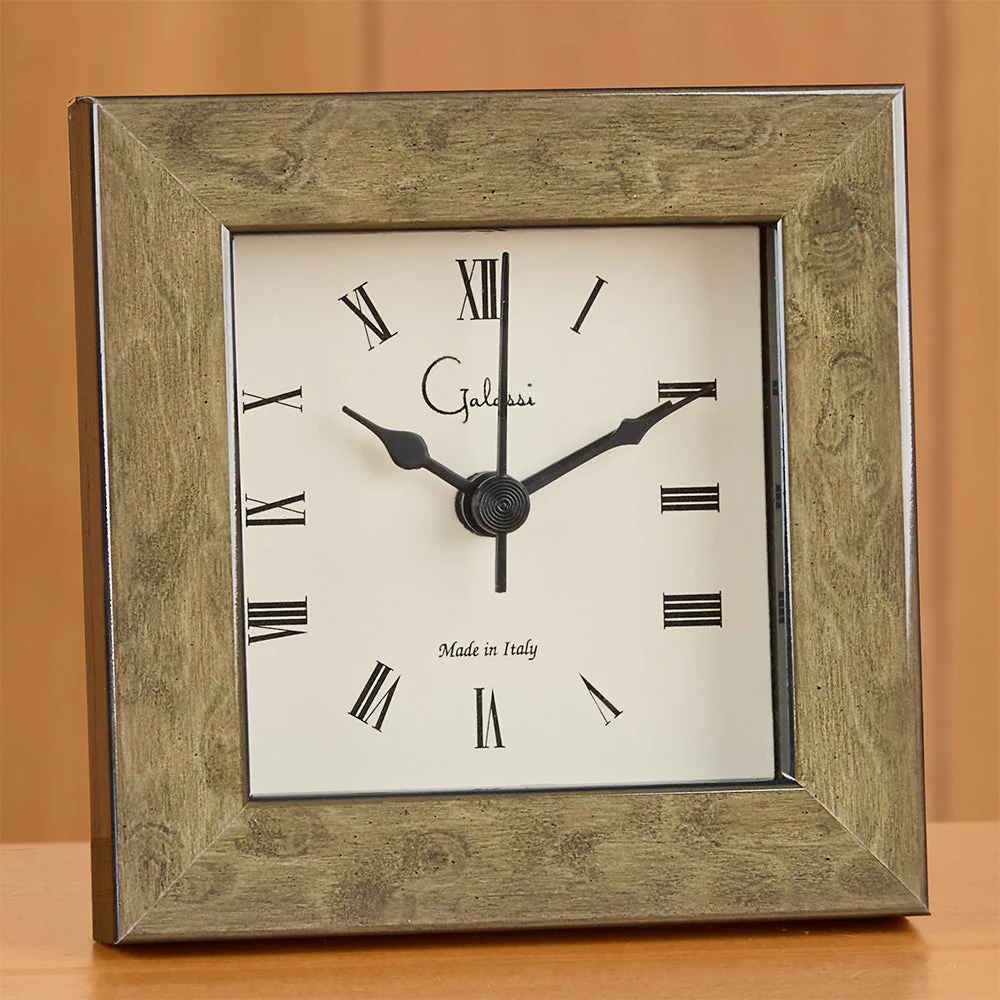 Galassi 3" x 3" Picture Frame Alarm Clock, Burl - Image 7
