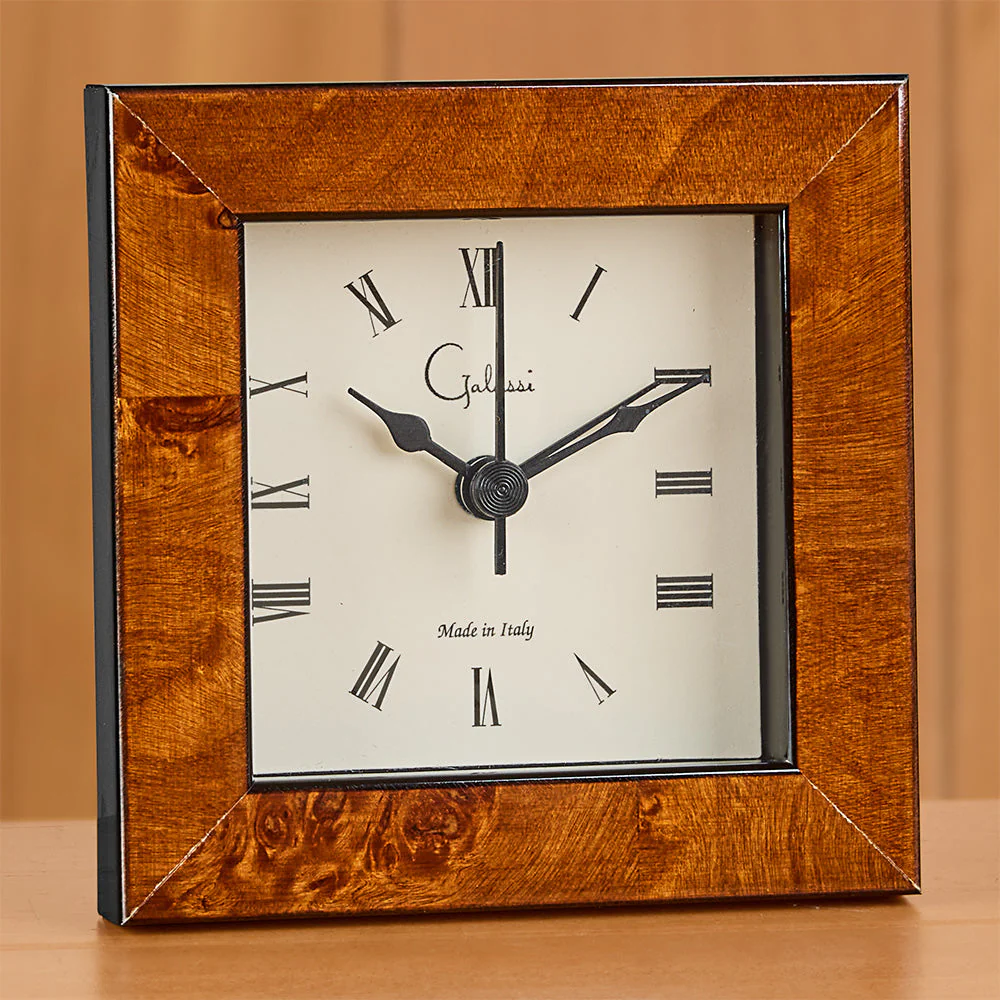 Galassi 3" x 3" Picture Frame Alarm Clock, Burl - Image 9