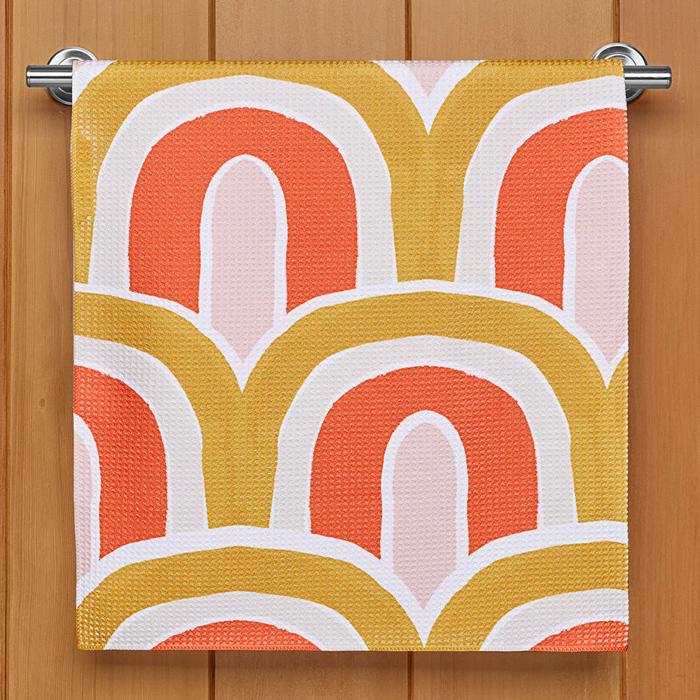 Geometry Tea Towel, Retro Rainbows