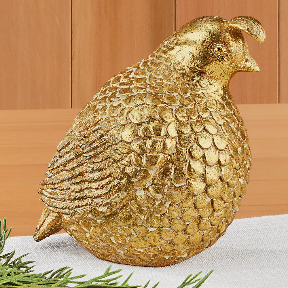 Gilded Resin Partridge Figurines