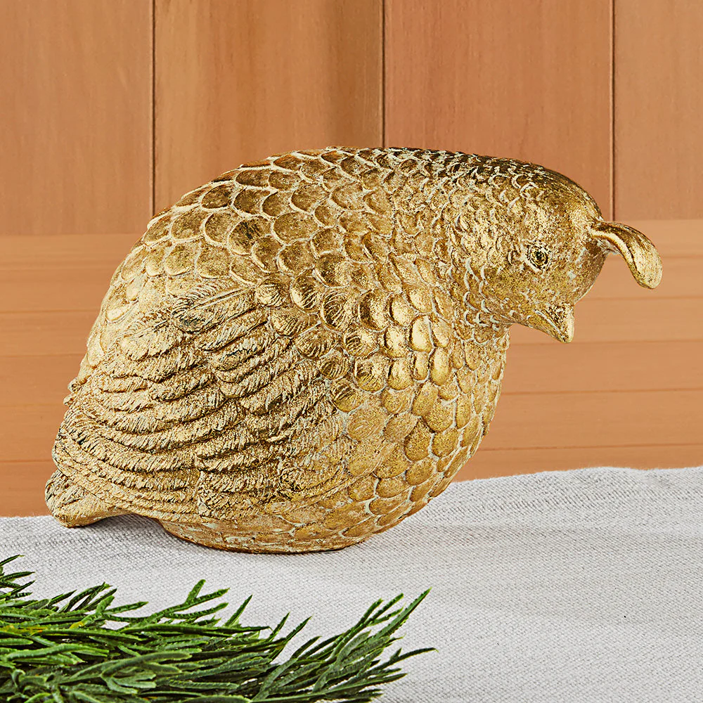 Gilded Resin Partridge Figurines - Image 2
