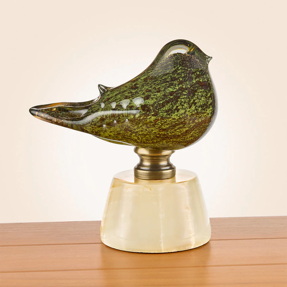 Glass Bird Figurine on Marble Pedestal - Image 5