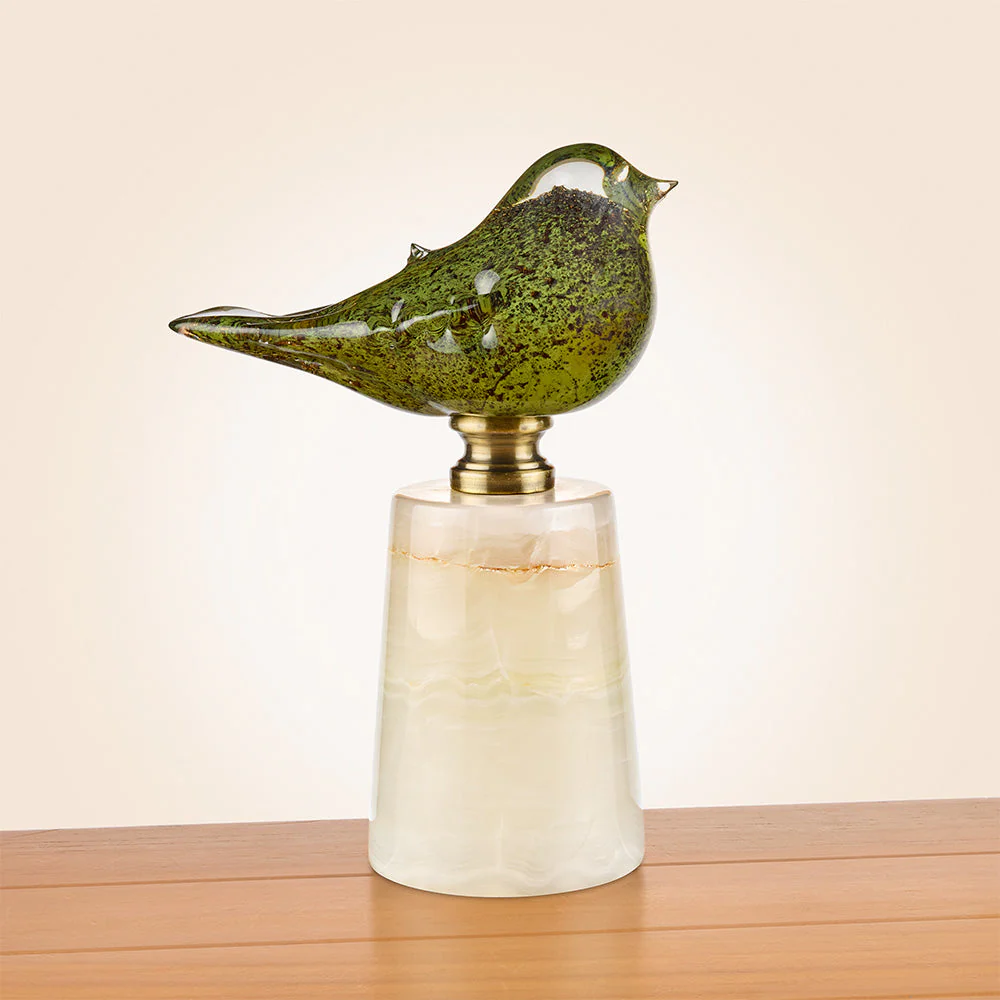 Glass Bird Figurine on Marble Pedestal - Image 6