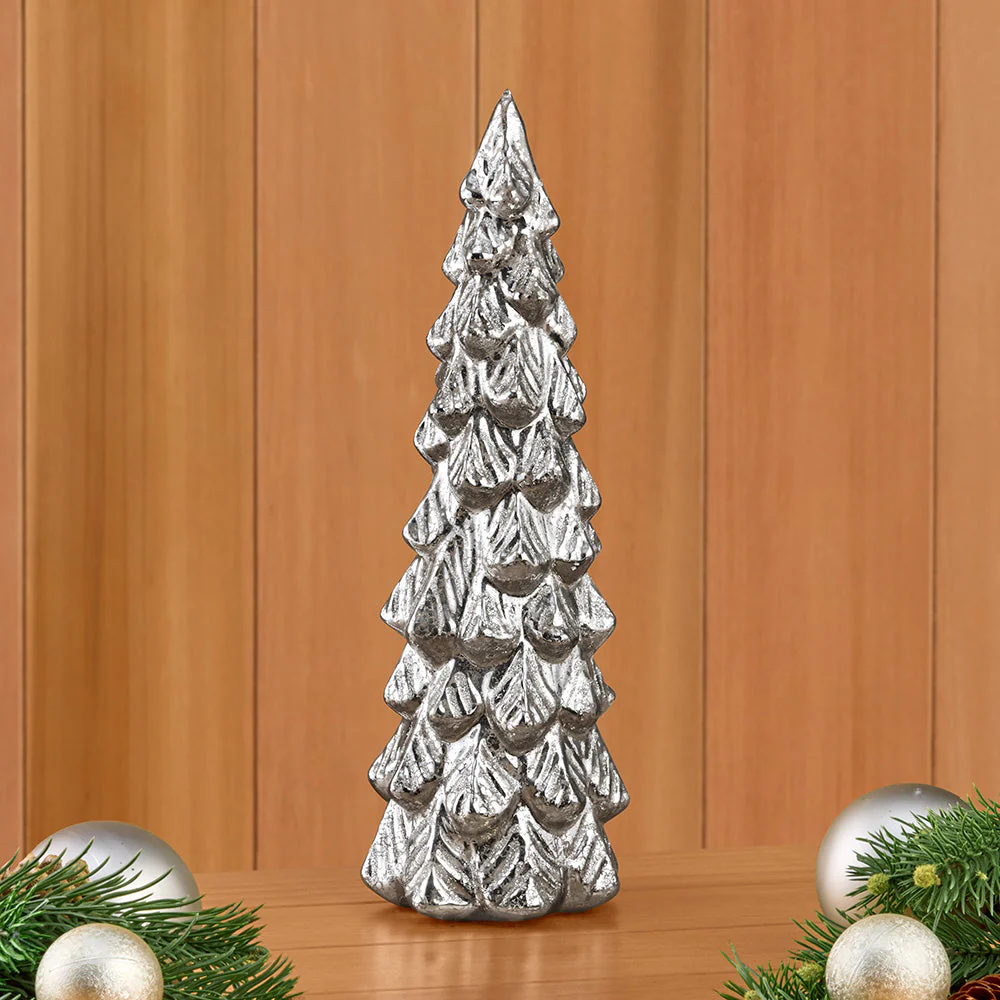 Glittered Mercury Glass Evergreen Tree Light - Image 3