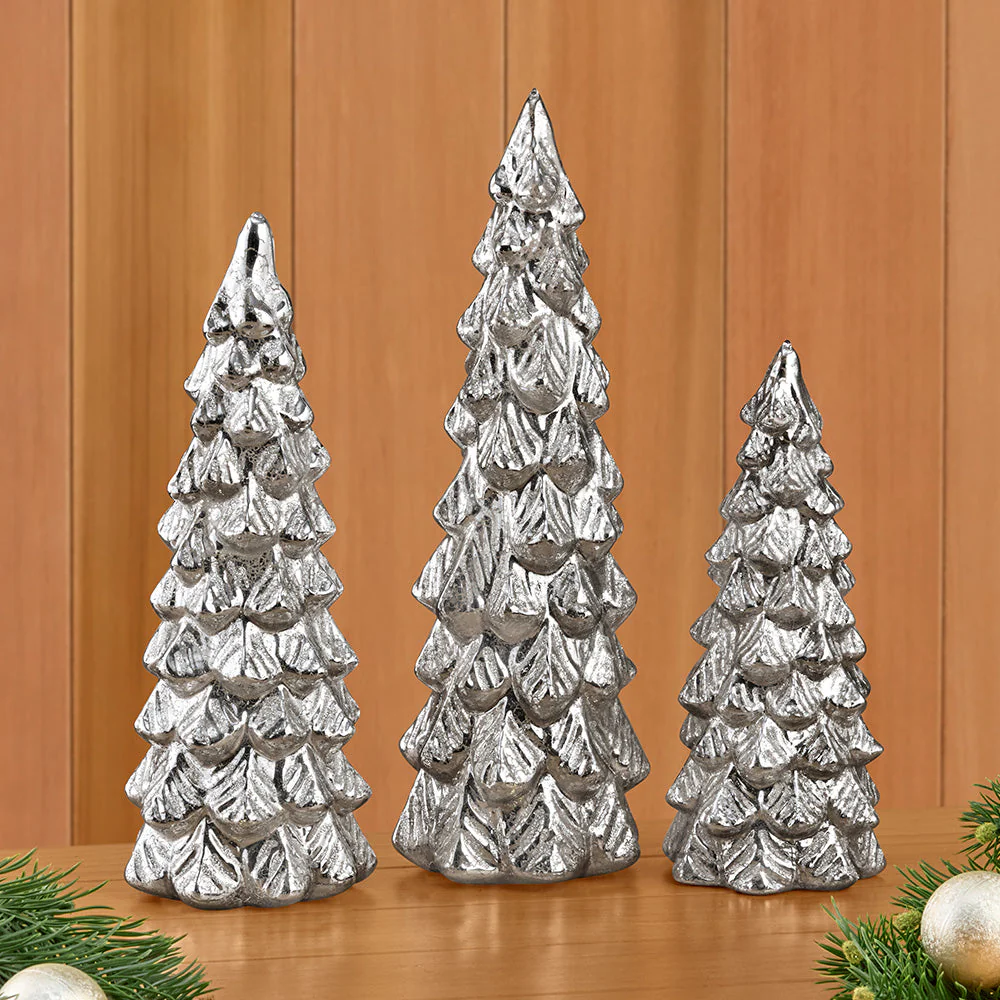 Glittered Mercury Glass Evergreen Tree Light - Image 4