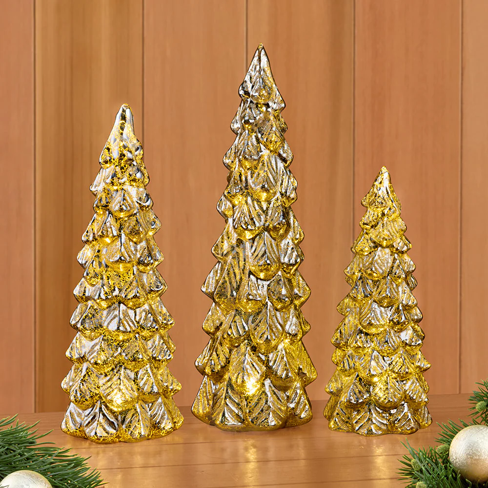 Glittered Mercury Glass Evergreen Tree Light - Image 5